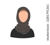 Arab Woman Face Covered with Hijab. muslim woman. Muslim Girl Avatar. Avatar icon in flat style. Girl in a scarf. Isolated vector illustration