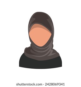 Arab Woman Face Covered with Hijab. Muslim woman flat vector design
