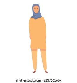 Vector de dibujos animados de mujeres árabes. Moda musulmana. Niña saudita