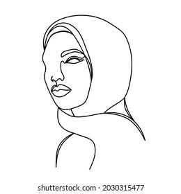 Arab woman in a modern one line style.