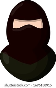 Arab woman in niqab. Eastern islam culture and clothing. Flat icon illustration for app. Avatar of Muslim girl covered with scarf for social network profile without face