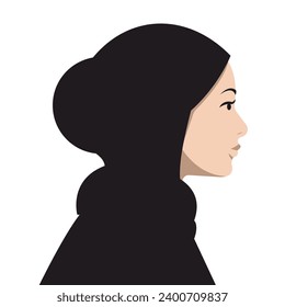 Arab Woman Profile Portrait in Head and Shoulders View