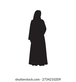 Arab woman silhouette vector flat illustration