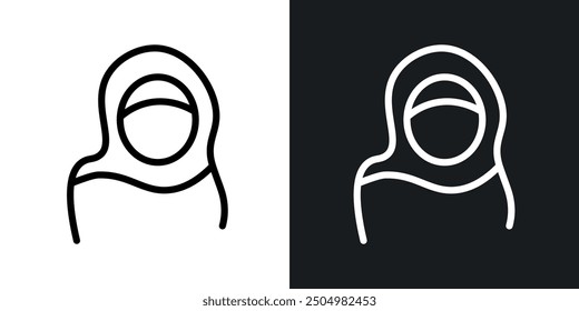Arab woman vector icon set black and white filled and outlined style.