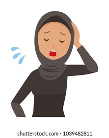 An arab woman wearing ethnic costumes is tired
