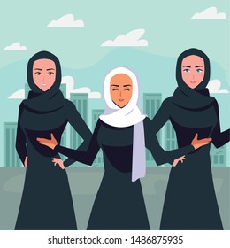 arab women group in a hijab