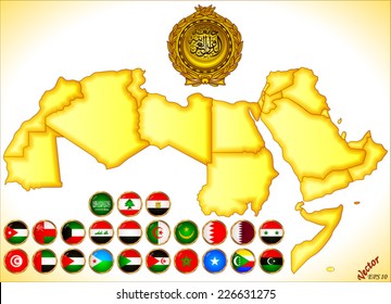 Arab World Map and Flags svg