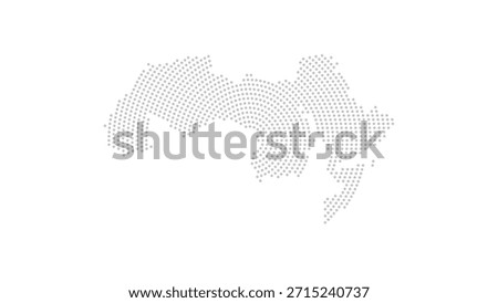 Arab World Stylized halftone dot map with concentric circular pattern