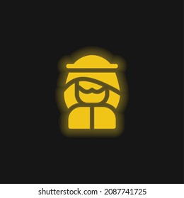 Arab yellow glowing neon icon