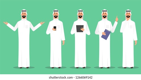 Arab-Businessman-Arab character poses-character set