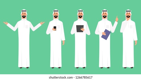 Arab-Businessman-Arab character poses-character set