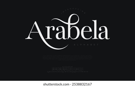 Arabela tipografia beleza moda elegante minimalista serif italic fontes decorativo casamento vintage retro logos. Logotipo de fonte de luxo mínimo alfabeto. Ilustração vetorial