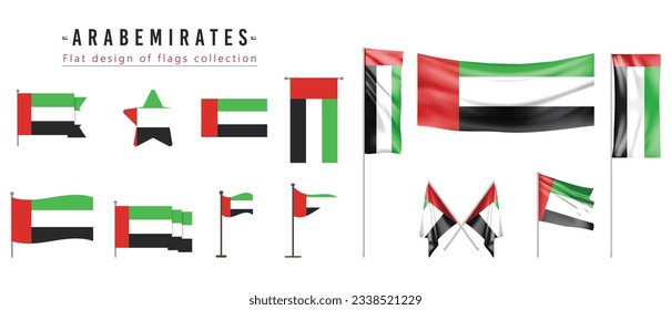 ARABEMIRATES flag, flat design of flags collection