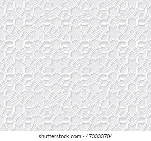 Arabesque Abstract Floral Pattern with Grunge Light Grey Background, Vector Illustration