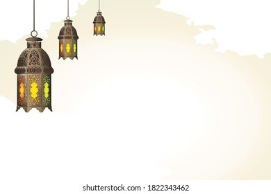 Arabesque Arabic Islamic Background template with traditional lantern - vector eps 10