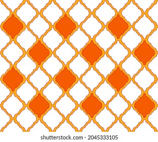 Arabesque arabic traditional pattern as islamic style ethnic ornament tile seamless fabric background textile or orange modern geometric repeated backdrop