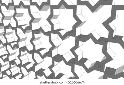 Arabesque architectural design. 3d background