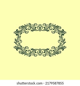 arabesque art border flower frame Vector illustration, Oriental vector damask patterns for greeting cards and wedding invitations.