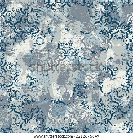 Arabesque baroque elements abstract wallpaper grunge vector seamless pattern