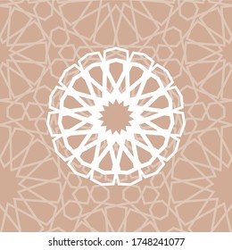 Arabesque circle geometric pattern. Old tile print. Vector background.