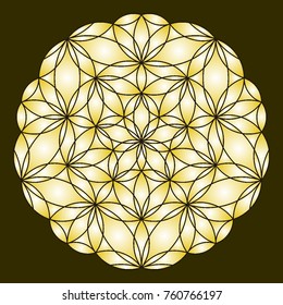 Arabesque. Circular ornament. Coloring book page. Round lattice. Mandala. Decorative elements for the stained glass window. Arabic, Indian, mystical, ottoman motifs. 