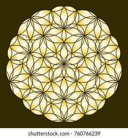 Arabesque. Circular ornament. Coloring book page. Round lattice. Mandala. Decorative elements for the stained glass window. Arabic, Indian, mystical, ottoman motifs. 