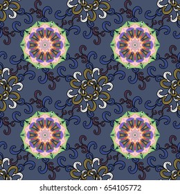 Arabesque. Colored Mandala on a white baqckground. Vector circular abstract mandalas pattern. Round ornament with intertwined branches, flowers and curls.
