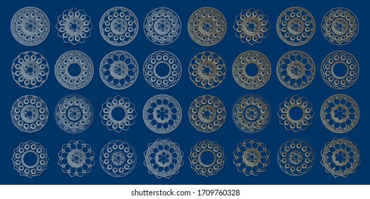 Diseño arábico, formas doradas y plateadas en 3D, adornos islámicos. Patrón de elementos orientales. Conjunto de vectores de plantilla de logotipo geométrico árabe, símbolos ramadan kareem