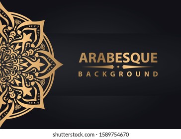 Arabesque design golden background vector illustration