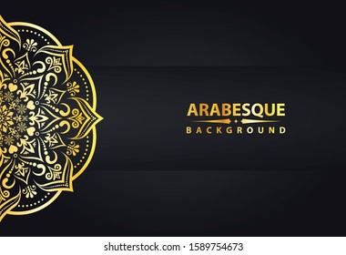 Arabesque design golden background vector illustration