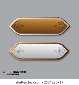 Conjunto de banner islâmico de design arabesco. conjunto de banner vetorial apresenta dois desenhos de banner elegantes, um em um branco clássico e o outro em um tom de ouro rico, adequado para convites ou materiais promocionais.