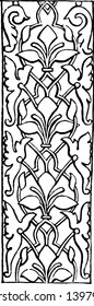 Arabesque is a so far as etymology is concerned it is used to characterize a peculiar kind of fantastic decoration vintage line drawing or engraving illustration.