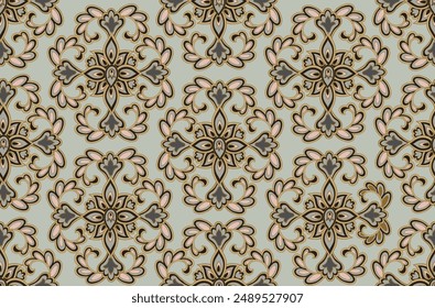 Arabesque floral seamless pattern. Flourish ornamental texture in classical interior decor style.