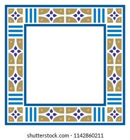 Arabesque frame, geometric border, ancient graphic style