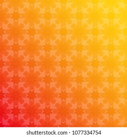 Arabesque Geometric Seamless floral red yellow pattern. Background, mosaic ornament, ethnic style. Design for prints on fabrics, textile, covers, paper