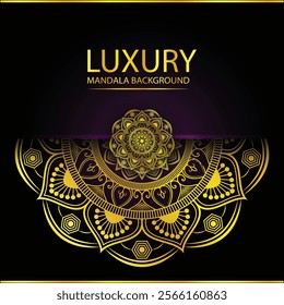 Arabesque golden mandala background and Luxury arabic islamic style design