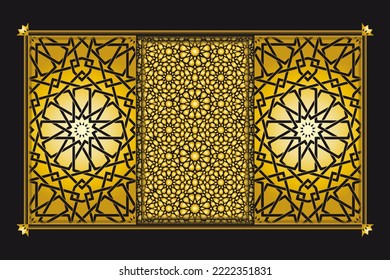 Arabesque golden pattern background collection, Gold Luxury background islamic ornament vector image