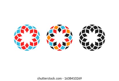 Arabesque. Icon set. Abstract flowers. Isolated arabesque on white background