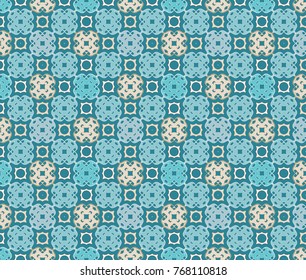 Arabesque islamic blue seamless pattern. Vector illustration for your arabic background design