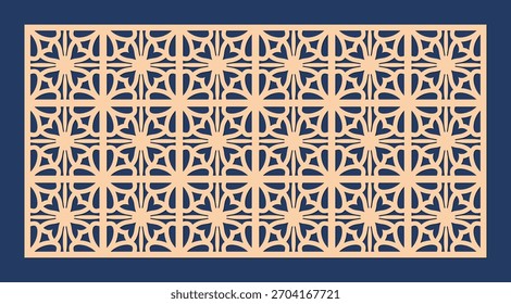Reticulado arabesco e padrão de malha geométrica. Projeto decorativo de estêncil vetorial para painéis de corte a laser CNC.