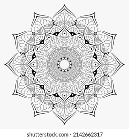 Arabesque Mandala Background, Mehndi, Tattoo, Islam, Arabic, Indian. Minimal Floral Pattern. Coloring Book Page