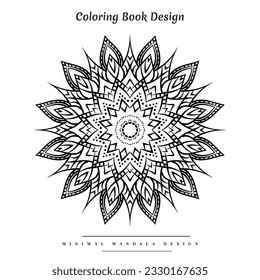 Arabesque mandala coloring page with nature-inspired elements