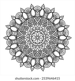 Patrón de mandala Abstractas de Vector. Ornamento decorativo del círculo en estilo árabe oriental étnico. Ilustración de página de libro para colorear