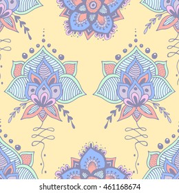 Arabesque mandalas colorful  seamless pattern
