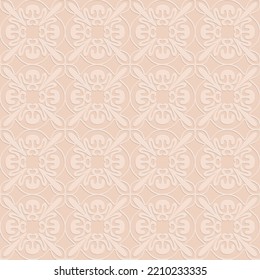 Arabesque Monochrome Pattern, Vector Realistic Illustration With Shadow For Design