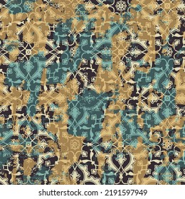 Arabesque Moroccan tiles abstract wallpaper grunge vector seamless pattern