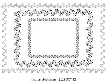 Arabesque pattern. Decorated frame set. Black and white. Vector illustration. 