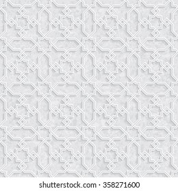 Arabesque Pattern with Grunge Light Grey Background, Vector Illustration