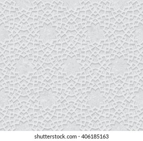 Arabesque Pattern With Grunge Light Grey Background, Vector Illustration