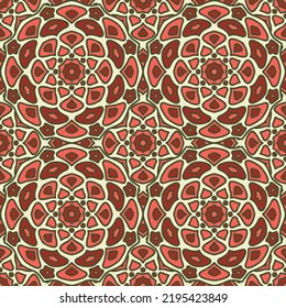 Arabesque seamless pattern. Curve elements seventies fashion. Vector geometric background. Bold funky linear motif. Distressed cloth fabric ornament. Modern art wallpaper pattern.